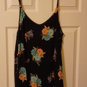 Dark blue floral tank with adjustable straps